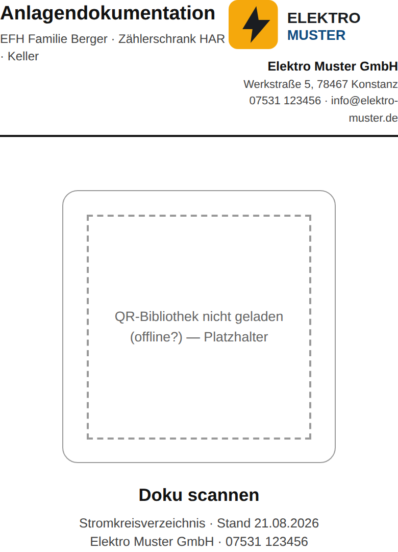 QR-Etikett für die Schranktür